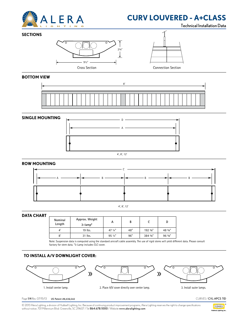 Alera Lighting APCS CVL User Manual | 4 pages