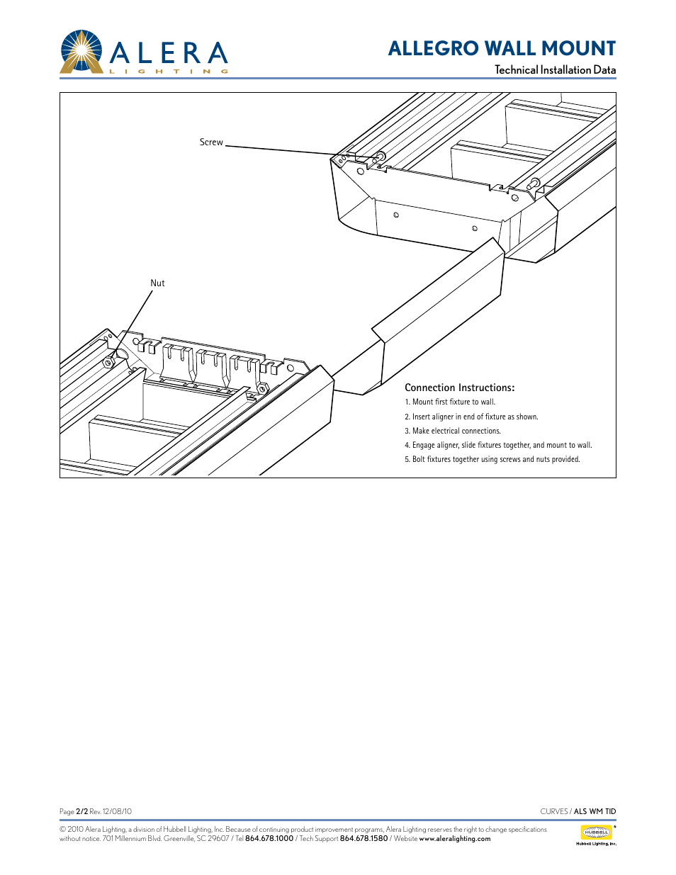 Allegro wall mount | Alera Lighting ALS WM User Manual | Page 2 / 2