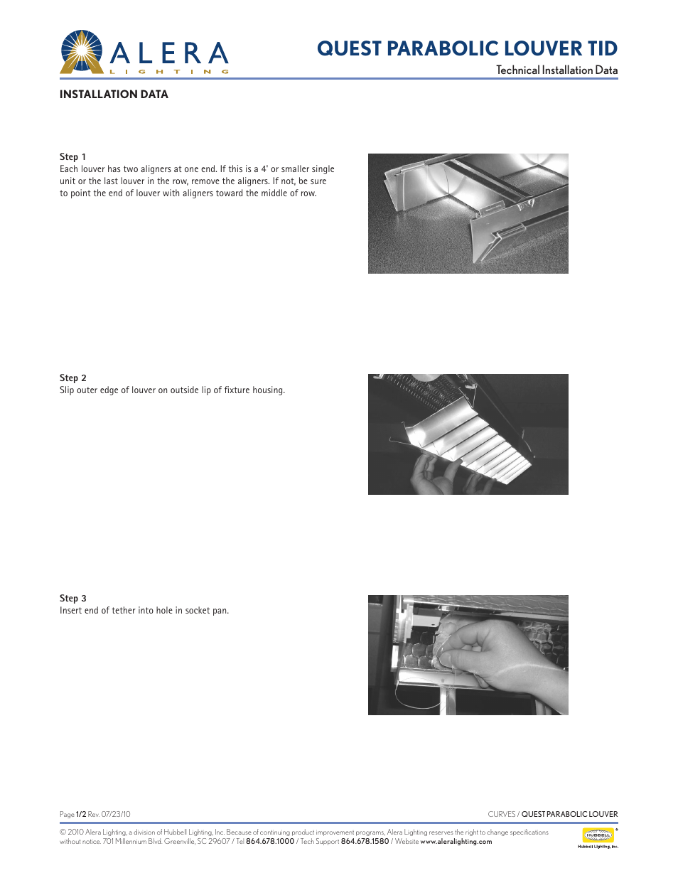 Alera Lighting QST Parabolic Louver User Manual | 2 pages