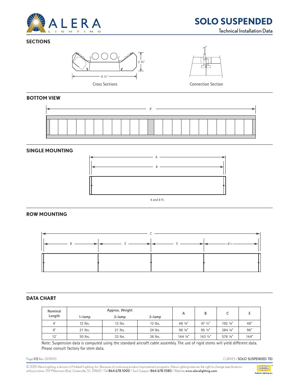 Alera Lighting SOLO - Suspended User Manual | 2 pages