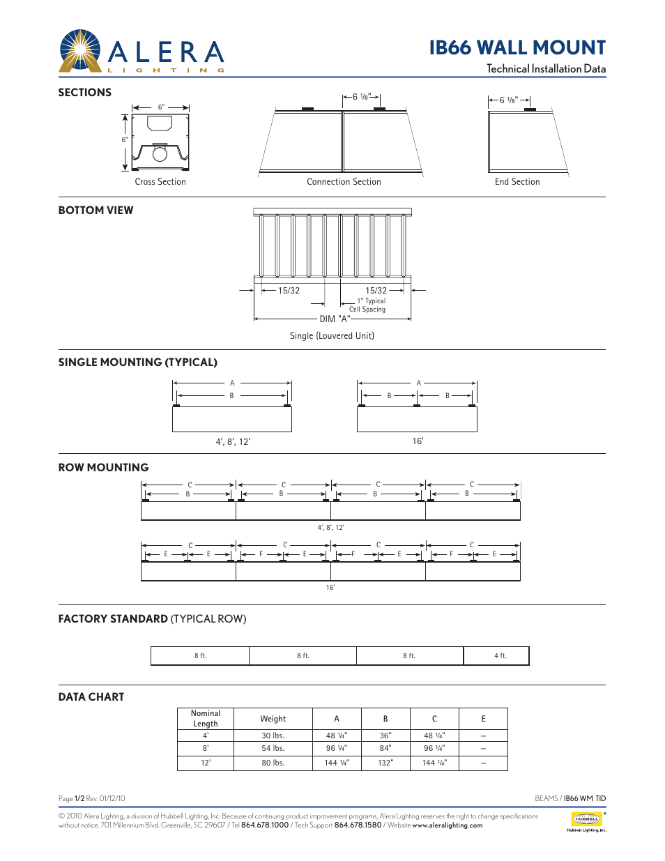 Alera Lighting IB66 - Wall Mount User Manual | 2 pages