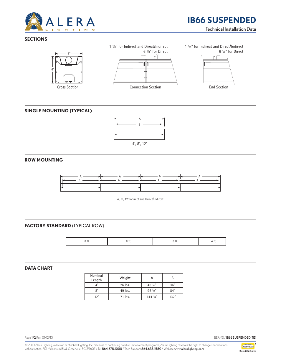 Alera Lighting IB66 - Suspended User Manual | 2 pages