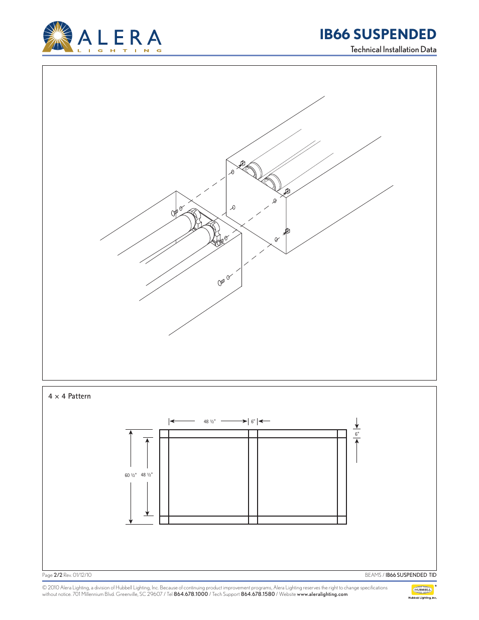 Ib66 suspended, Technical installation data | Alera Lighting IB66 - Suspended User Manual | Page 2 / 2