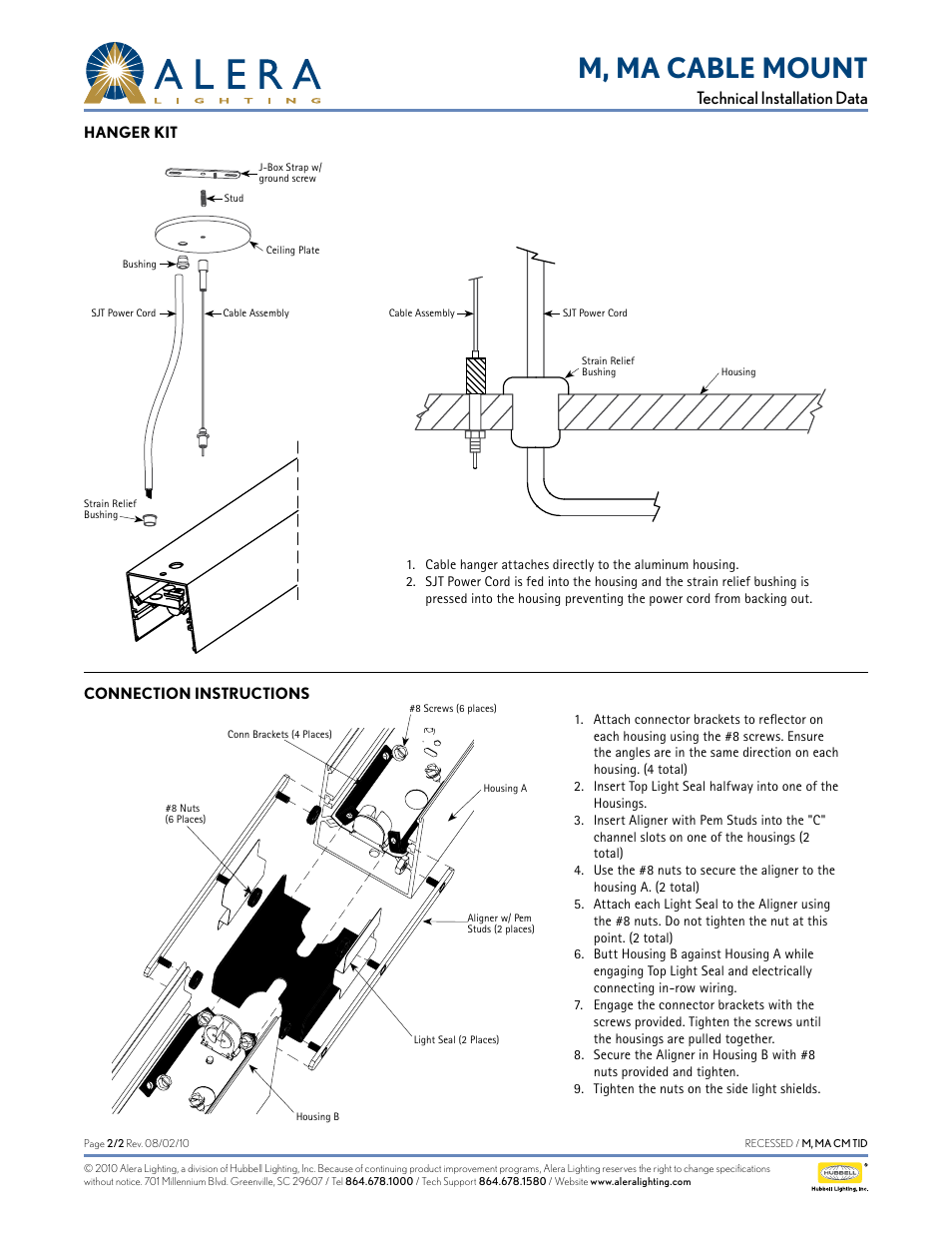 M, ma cable mount, Technical installation data | Alera Lighting M, MA Cable Mount User Manual | Page 2 / 2