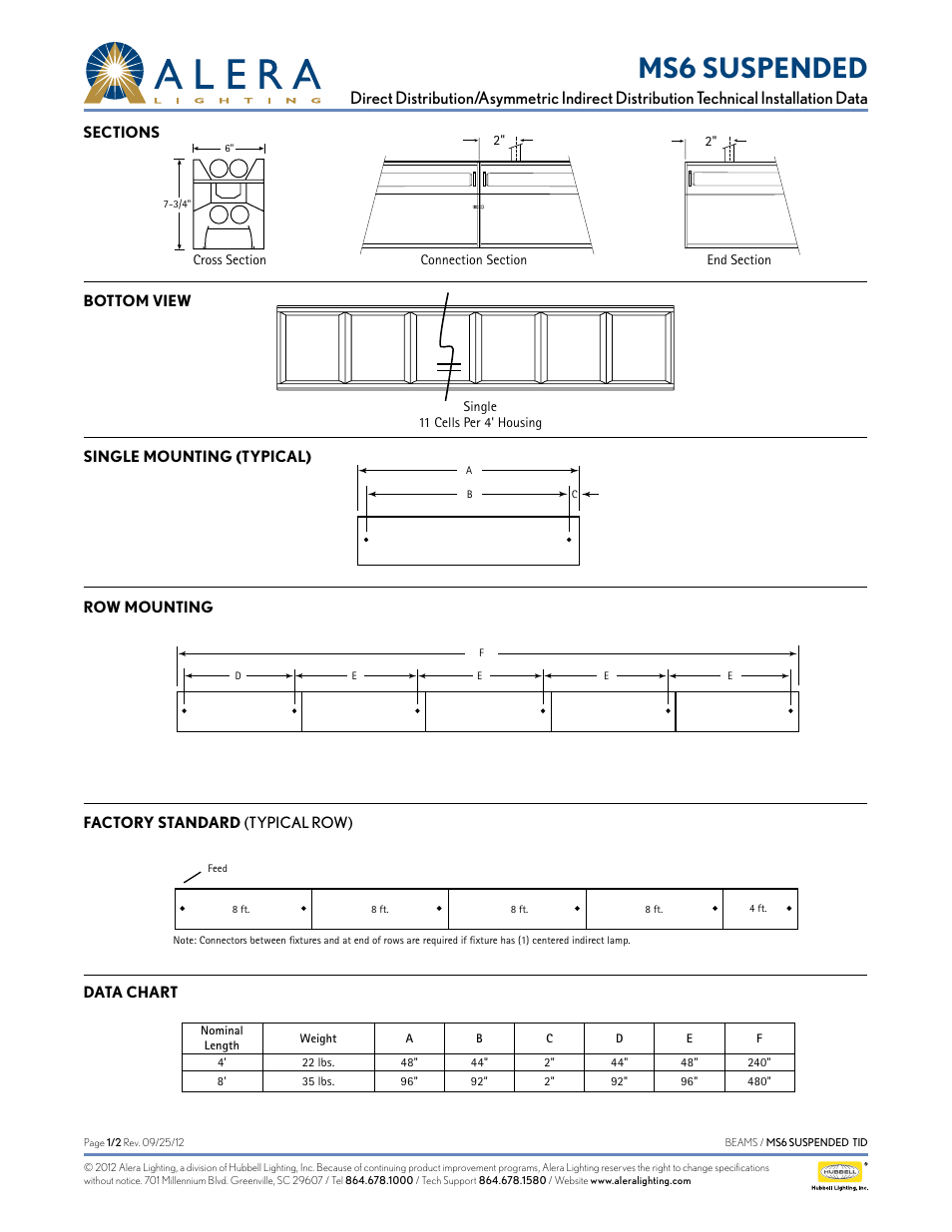 Alera Lighting MS6 - Suspended User Manual | 2 pages