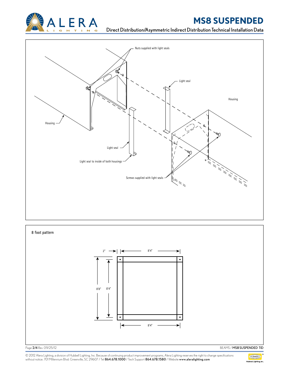 Ms8 suspended | Alera Lighting MS8 - Suspended User Manual | Page 2 / 2