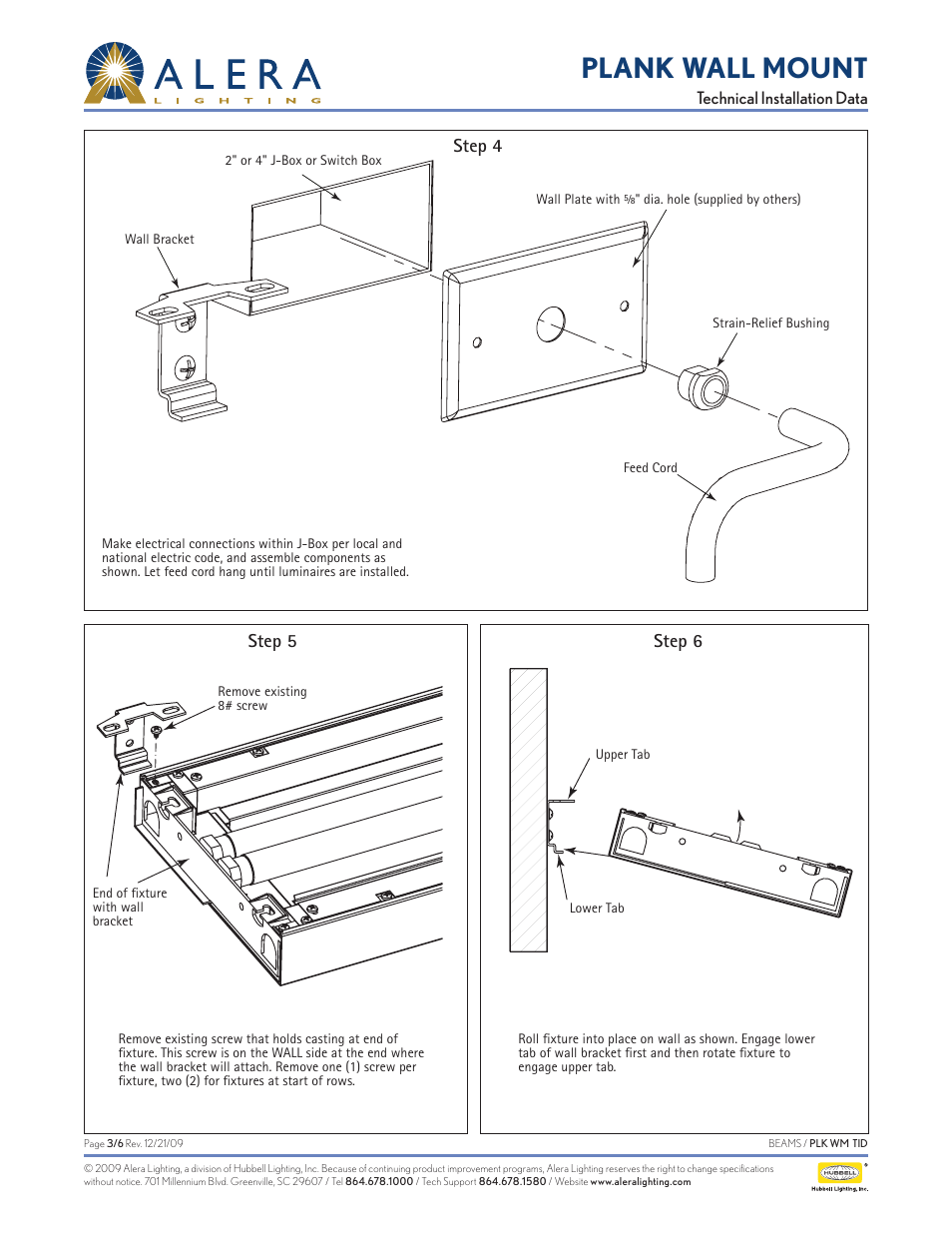 Plank wall mount, Step 5 step 6 step 4 | Alera Lighting PLKWM User Manual | Page 3 / 6