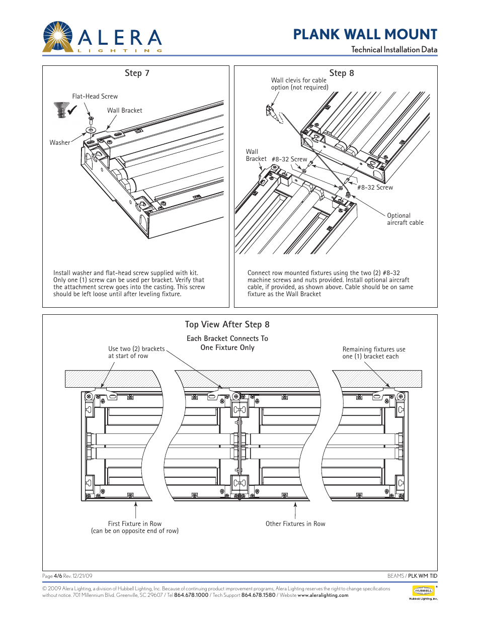 Plank wall mount, Step 7 step 8 top view after step 8 | Alera Lighting PLKWM User Manual | Page 4 / 6
