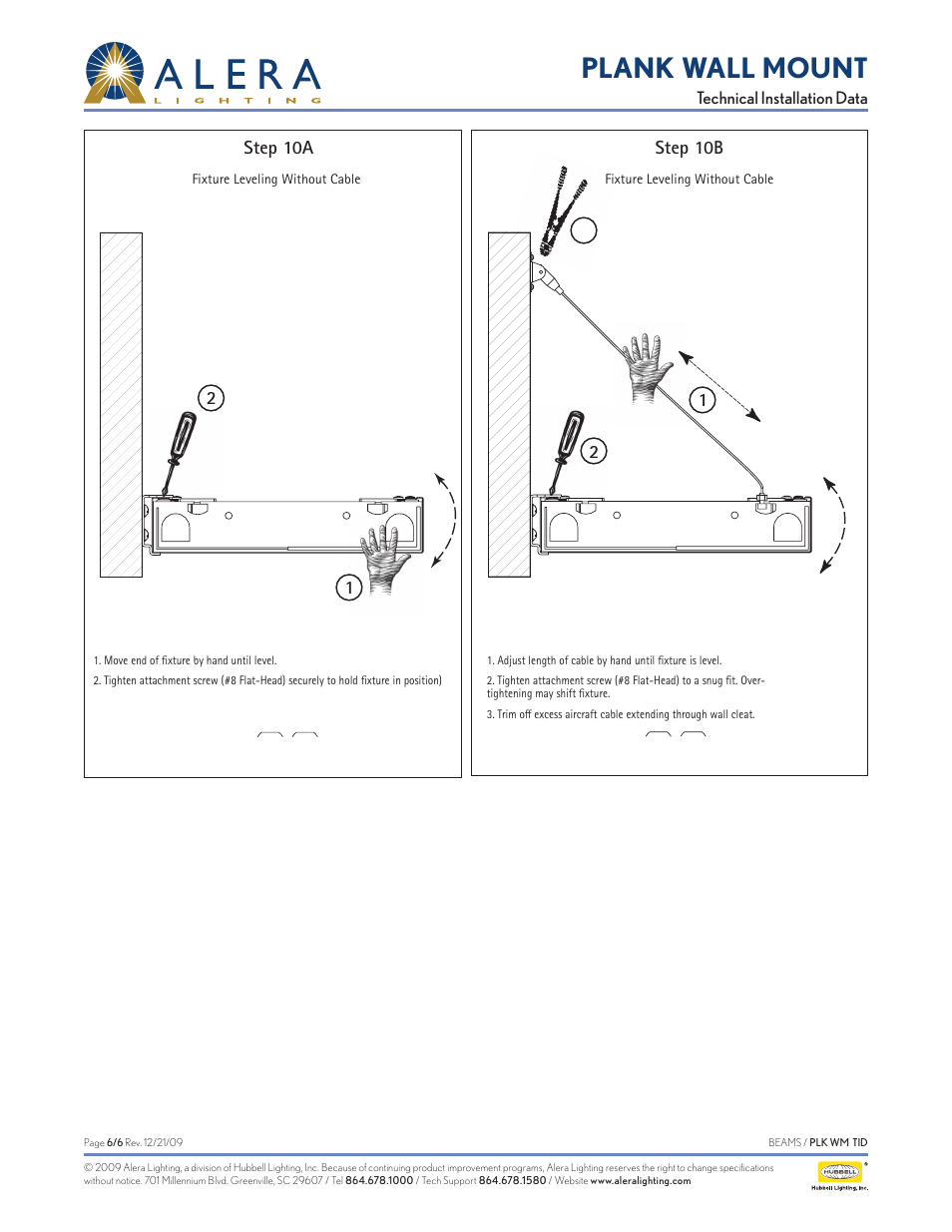 Plank wall mount | Alera Lighting PLKWM User Manual | Page 6 / 6