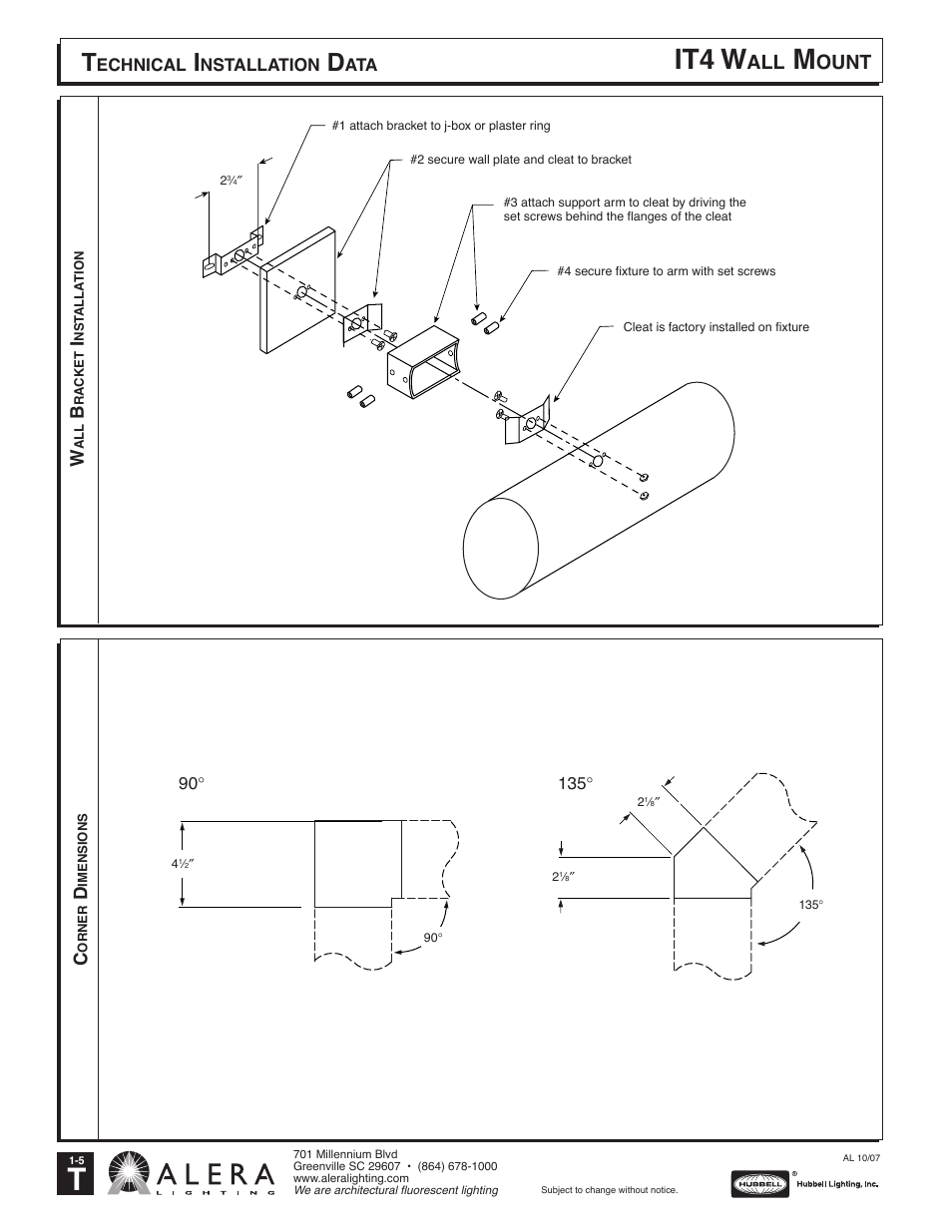 It4 w, Ount | Alera Lighting IT4 - Wall Mount User Manual | Page 2 / 2