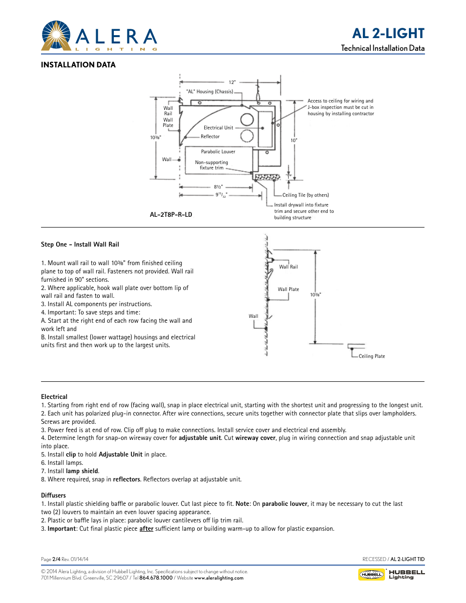 Al 2-light, Technical installation data | Alera Lighting AL 2-Light User Manual | Page 2 / 4