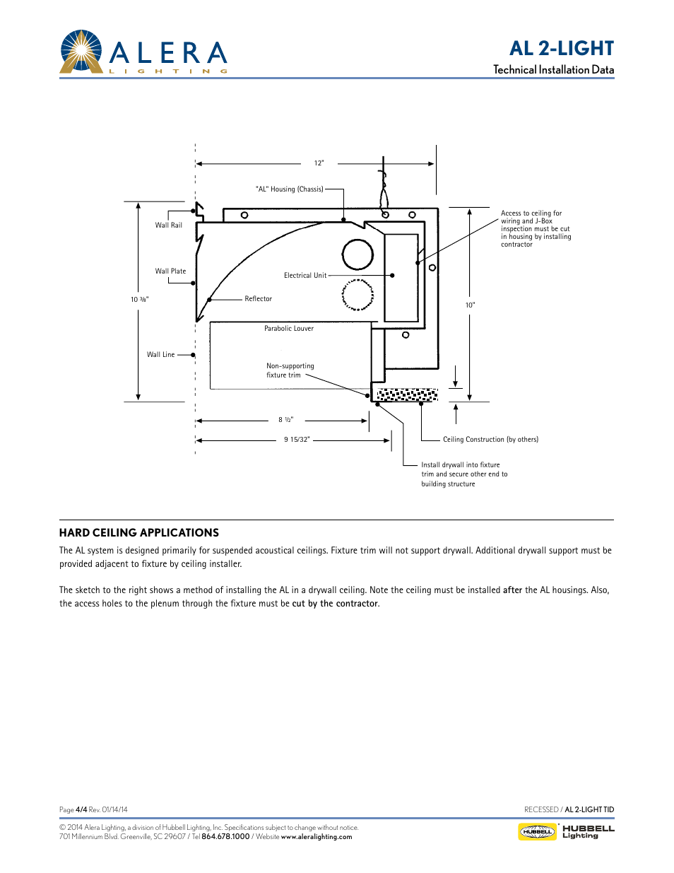 Al 2-light, Technical installation data | Alera Lighting AL 2-Light User Manual | Page 4 / 4