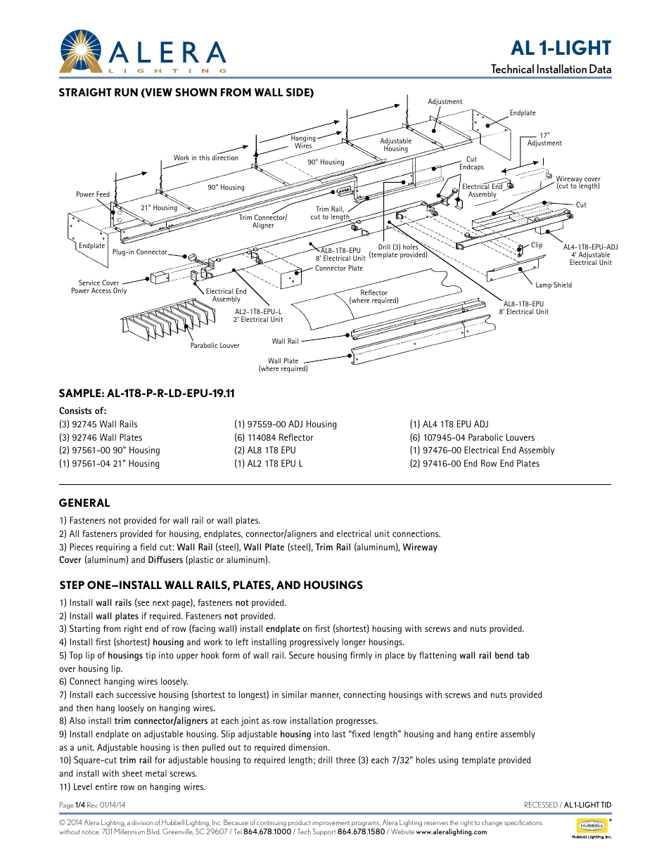 Alera Lighting AL 1-Light User Manual | 4 pages