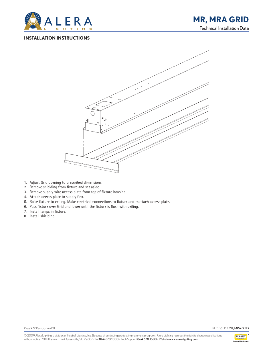 Mr, mra grid | Alera Lighting MR, MRA Grid User Manual | Page 2 / 2