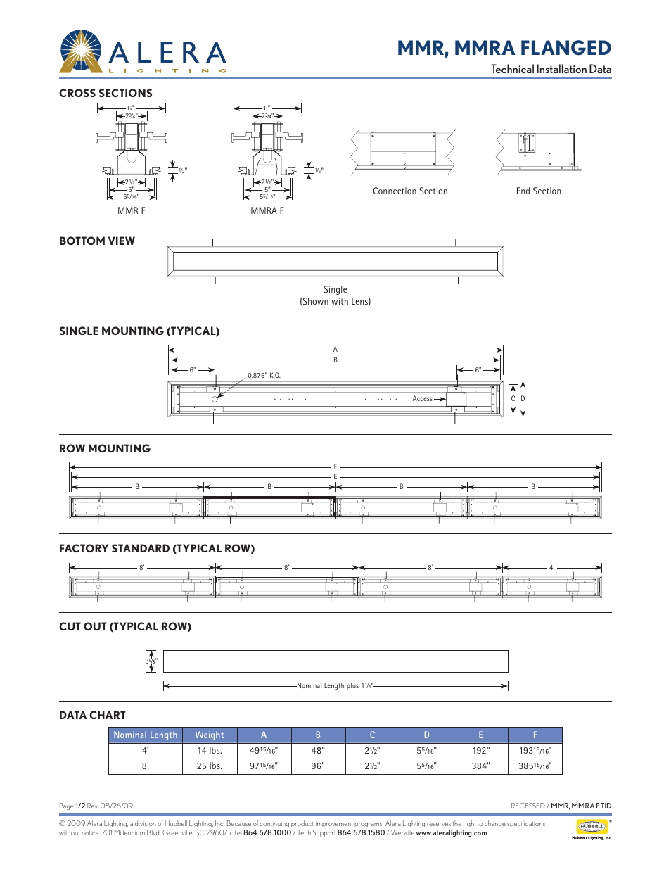 Alera Lighting MMR, MMRA Flanged User Manual | 2 pages