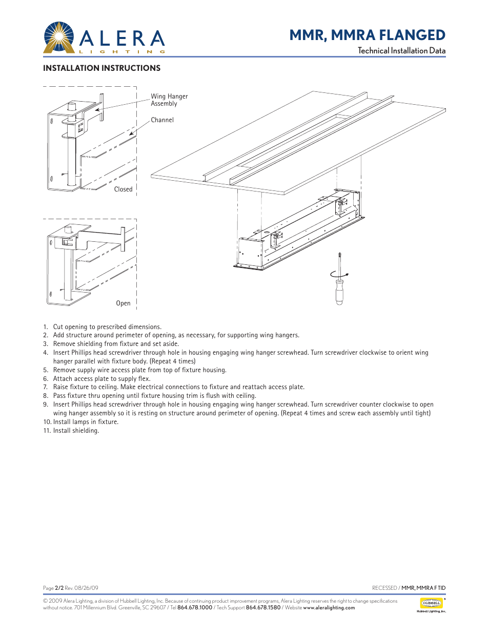 Mmr, mmra flanged | Alera Lighting MMR, MMRA Flanged User Manual | Page 2 / 2