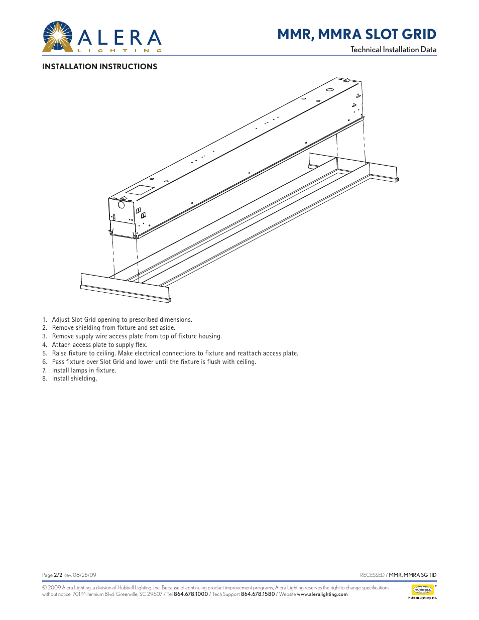 Mmr, mmra slot grid | Alera Lighting MMR, MMRA Slot Grid User Manual | Page 2 / 2