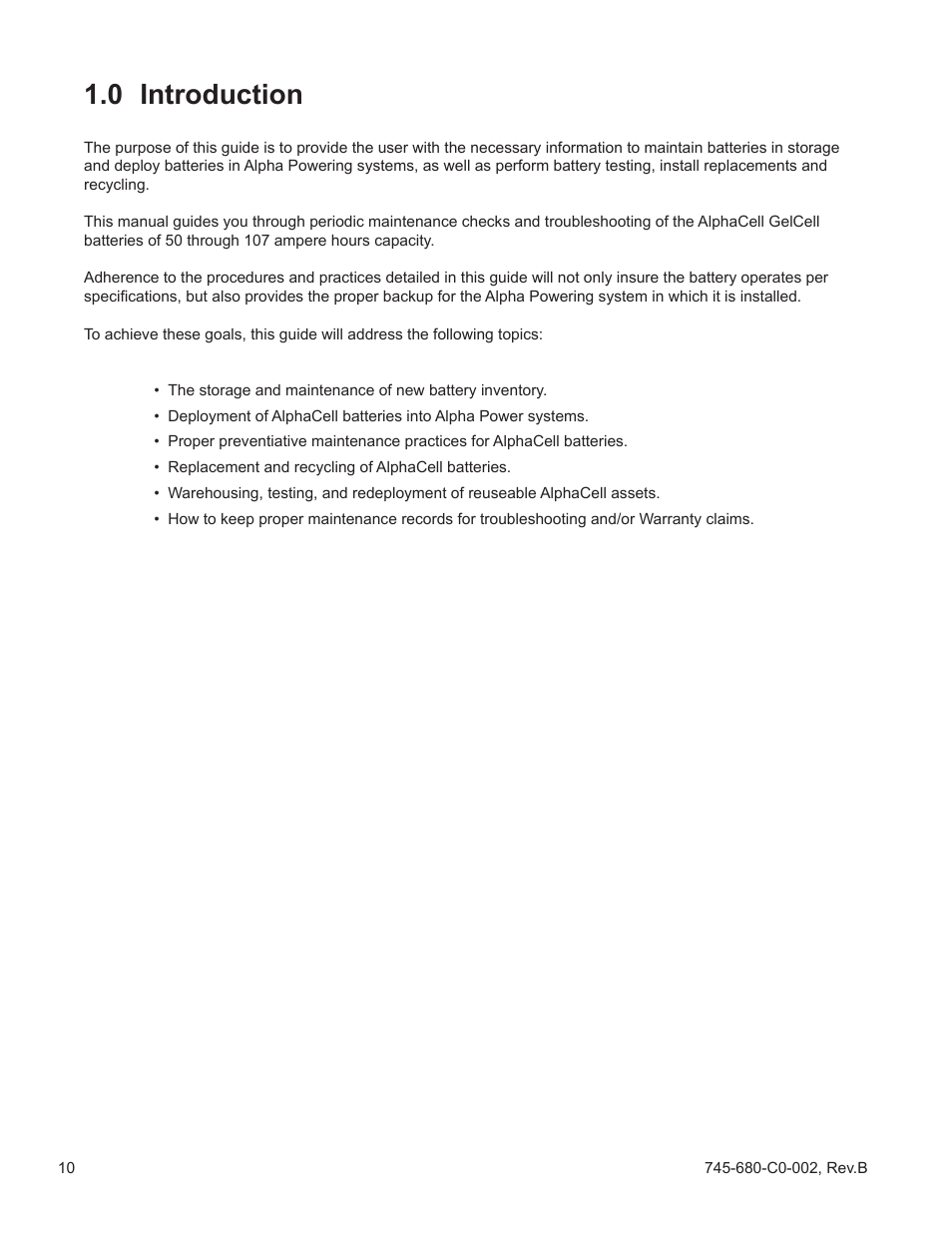 Storage, Electrical safety, 0 introduction | Alpha Technologies AlphaCell GelCell Series User Manual | Page 10 / 32