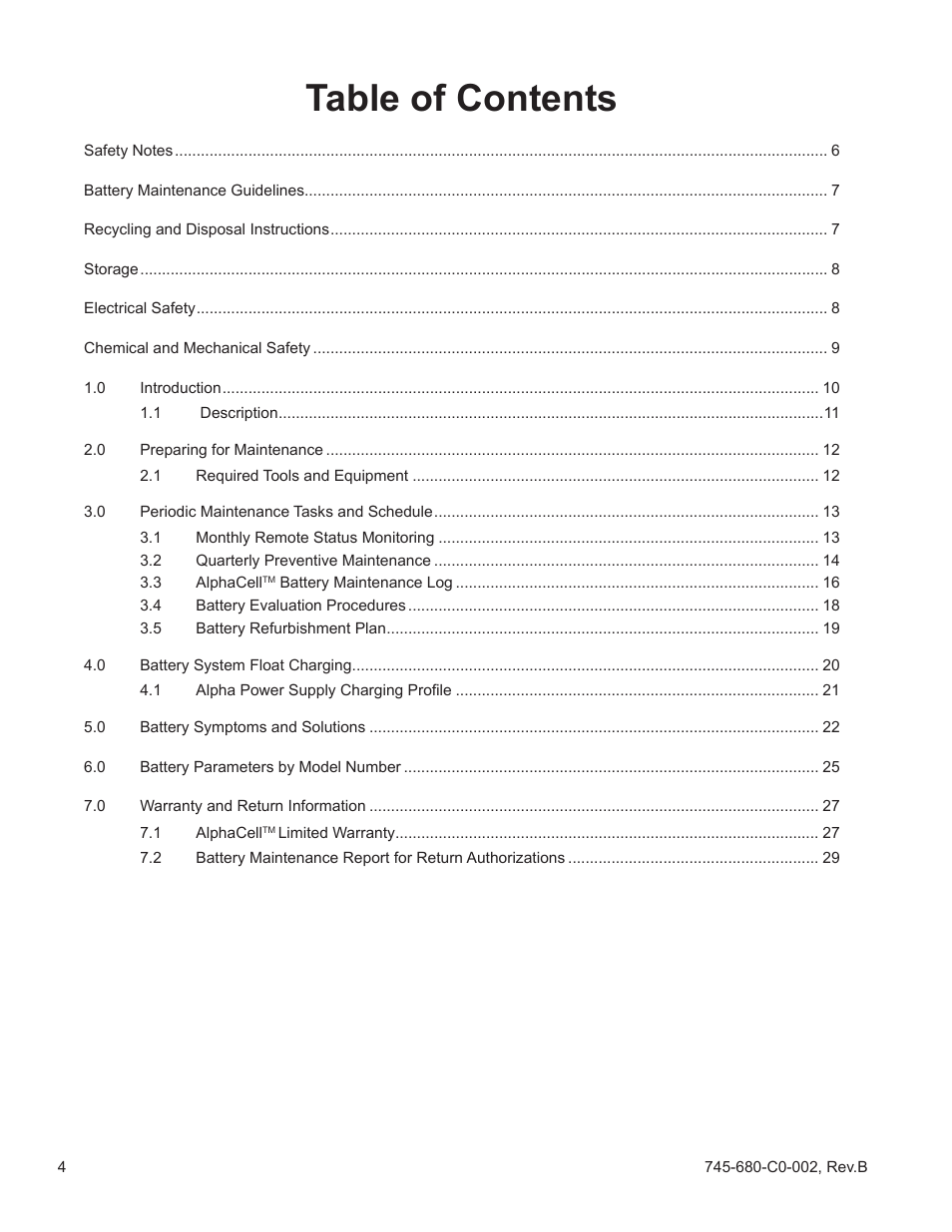 Alpha Technologies AlphaCell GelCell Series User Manual | Page 4 / 32