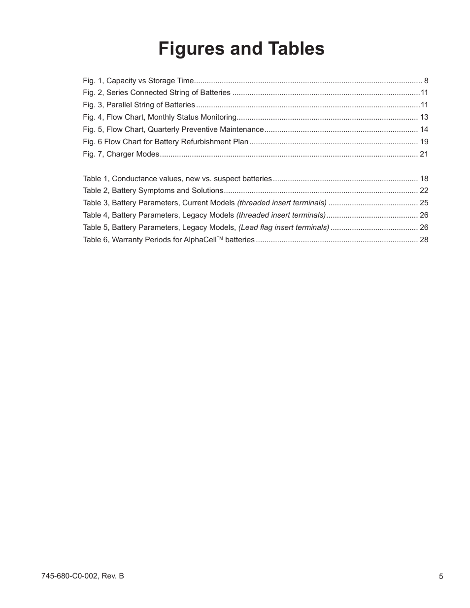 Figures and tables | Alpha Technologies AlphaCell GelCell Series User Manual | Page 5 / 32