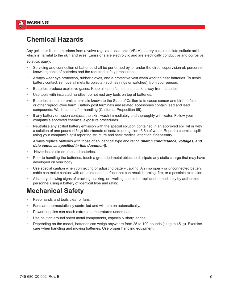 Battery maintenance guidelines, Recycling and disposal instructions, Chemical hazards | Mechanical safety | Alpha Technologies AlphaCell GelCell Series User Manual | Page 9 / 32