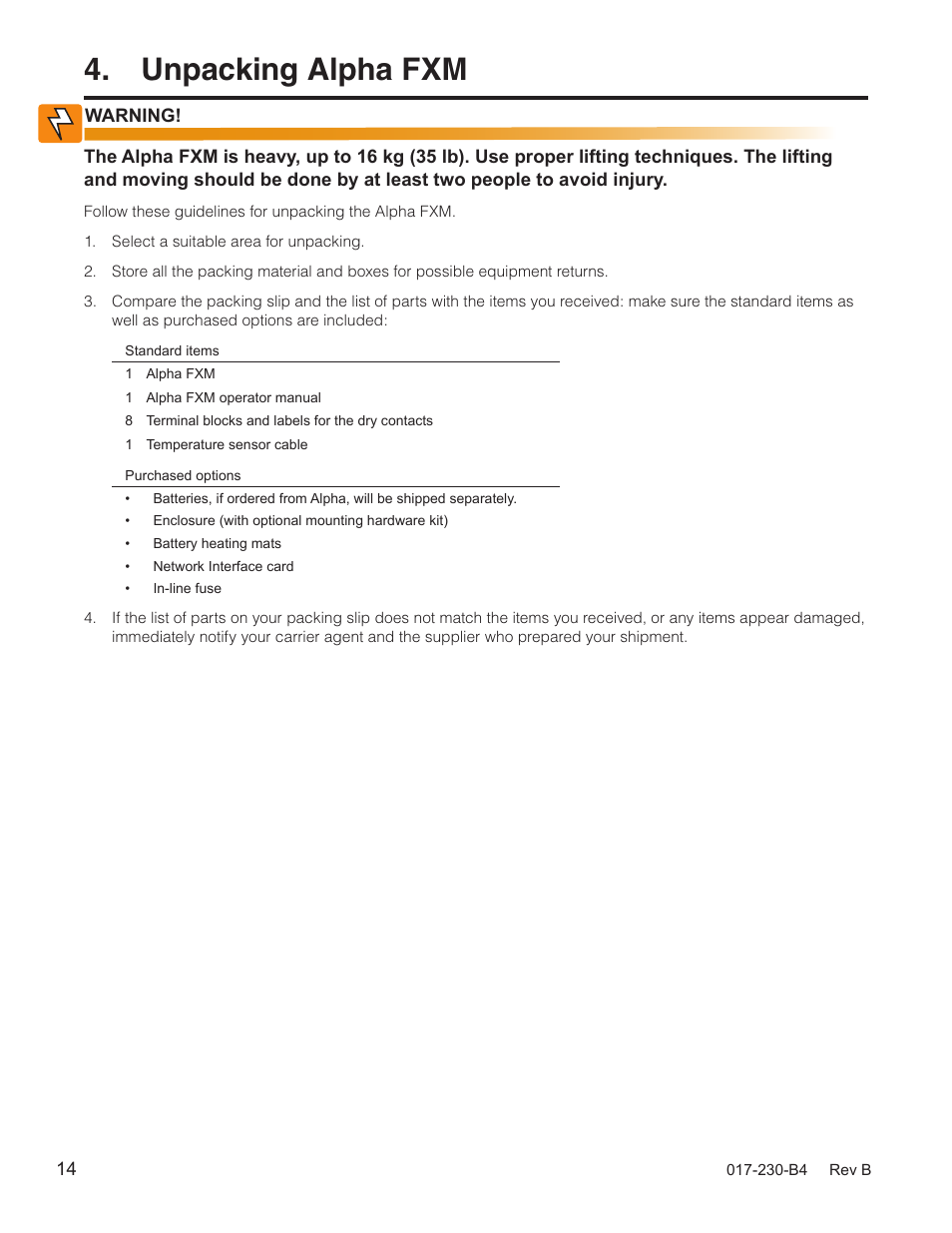 Unpacking alpha fxm | Alpha Technologies FXM 650, 1100, 2000 UPS User Manual | Page 16 / 96