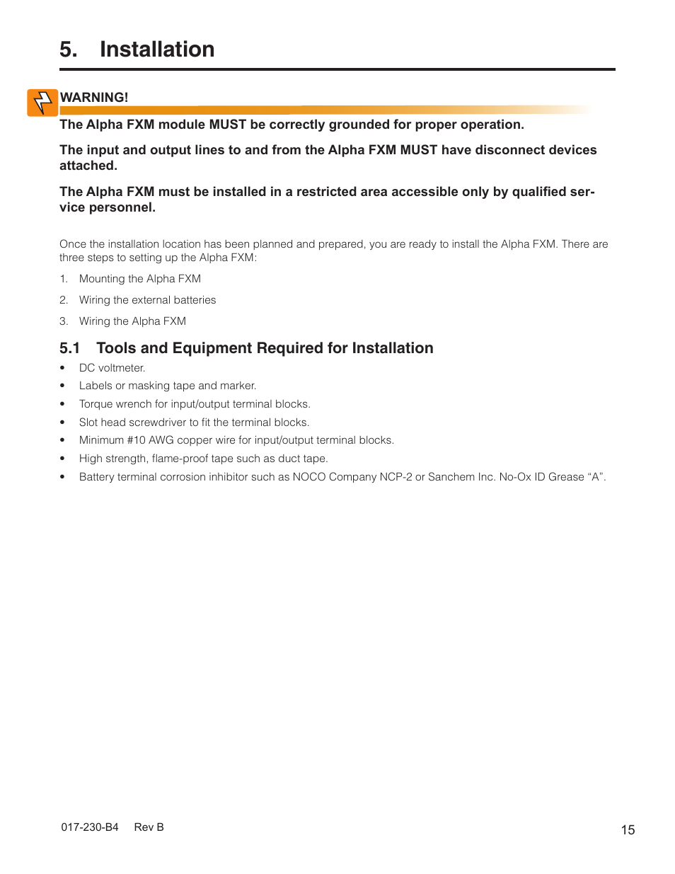 Installation, 1 tools and equipment required for installation | Alpha Technologies FXM 650, 1100, 2000 UPS User Manual | Page 17 / 96