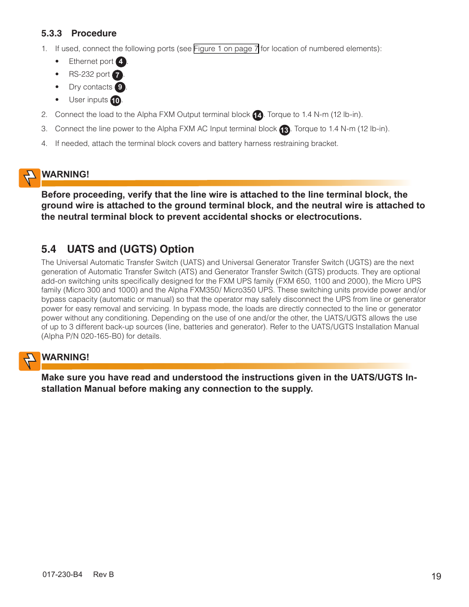 4 uats and (ugts) option | Alpha Technologies FXM 650, 1100, 2000 UPS User Manual | Page 21 / 96