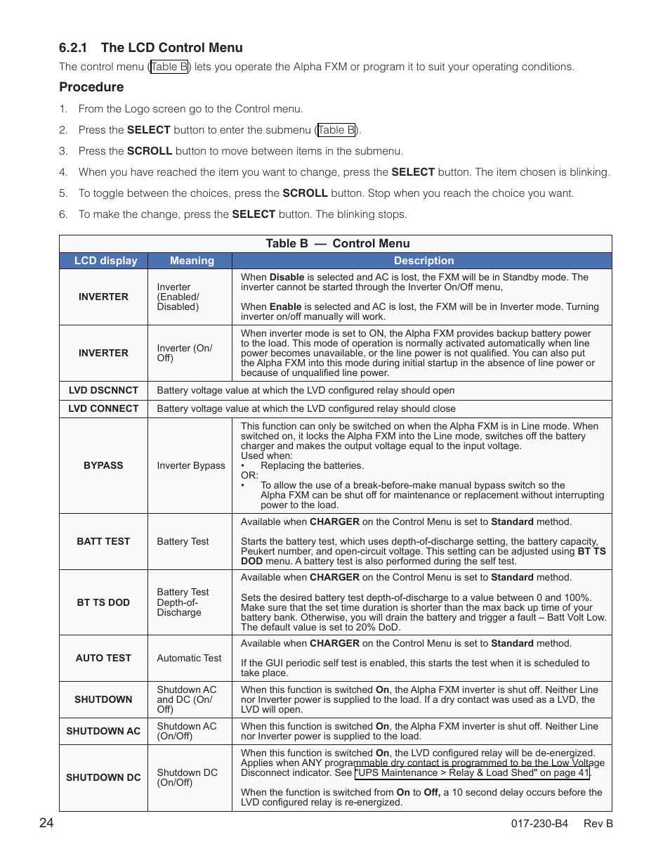 Procedure | Alpha Technologies FXM 650, 1100, 2000 UPS User Manual | Page 26 / 96