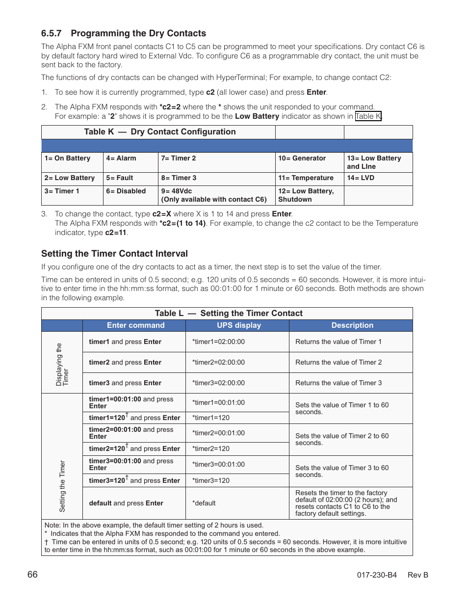 Setting the timer contact interval | Alpha Technologies FXM 650, 1100, 2000 UPS User Manual | Page 68 / 96