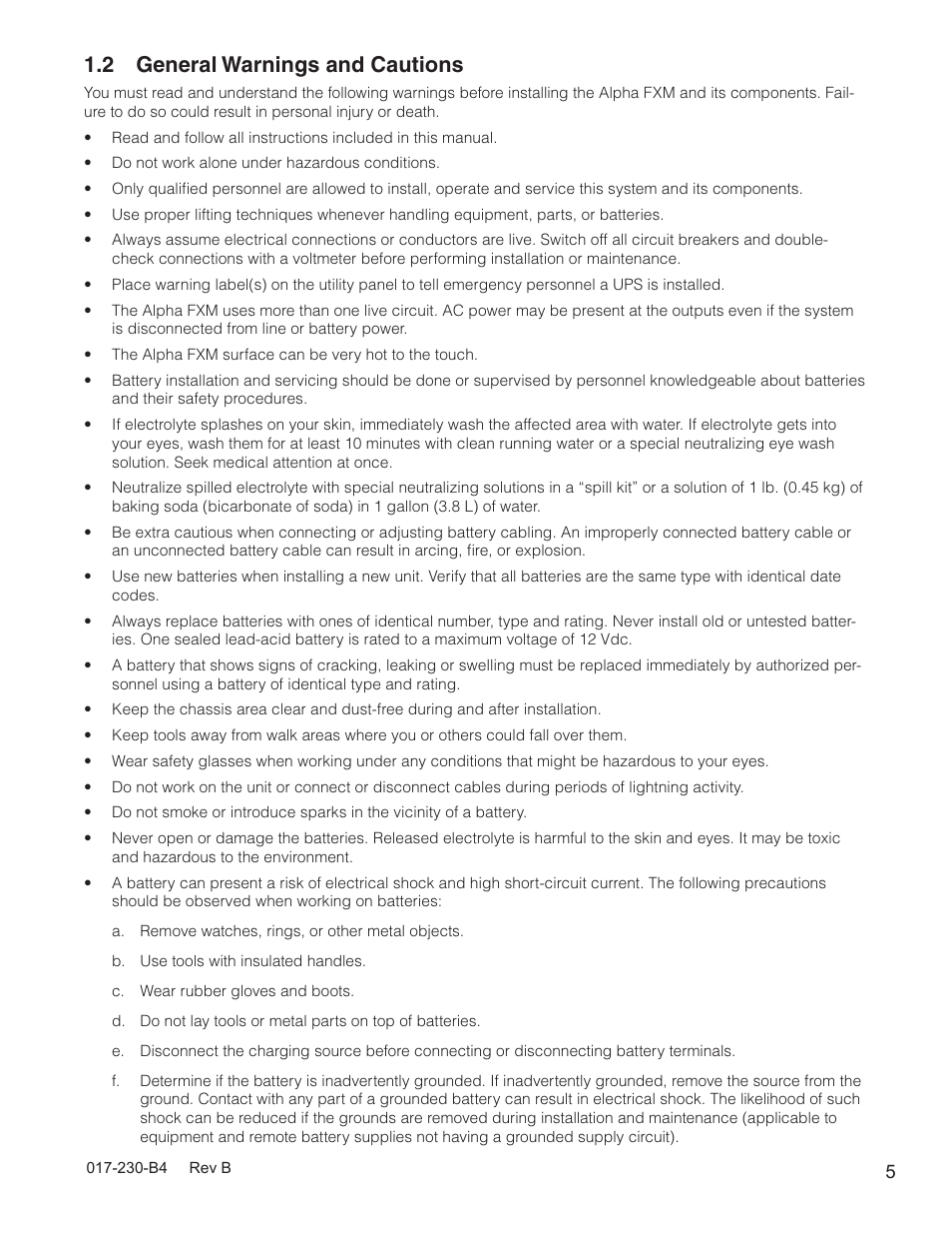 2 general warnings and cautions | Alpha Technologies FXM 650, 1100, 2000 UPS User Manual | Page 7 / 96