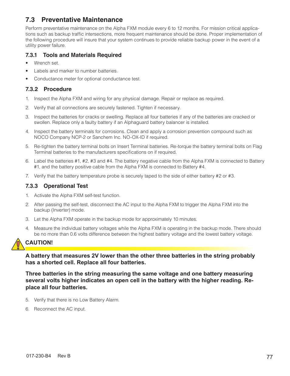 3 preventative maintenance | Alpha Technologies FXM 650, 1100, 2000 UPS User Manual | Page 79 / 96