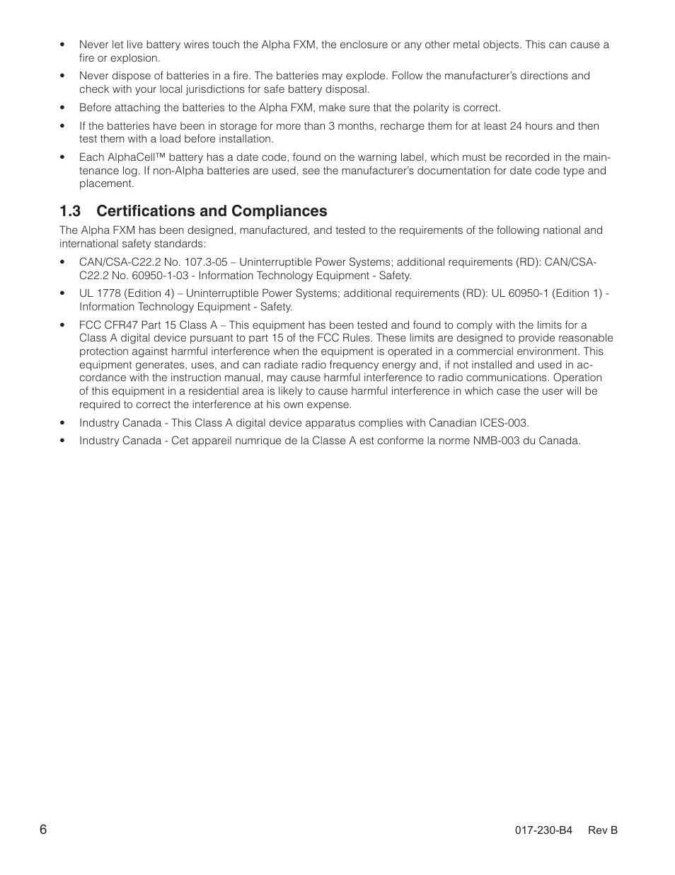 3 certifications and compliances | Alpha Technologies FXM 650, 1100, 2000 UPS User Manual | Page 8 / 96