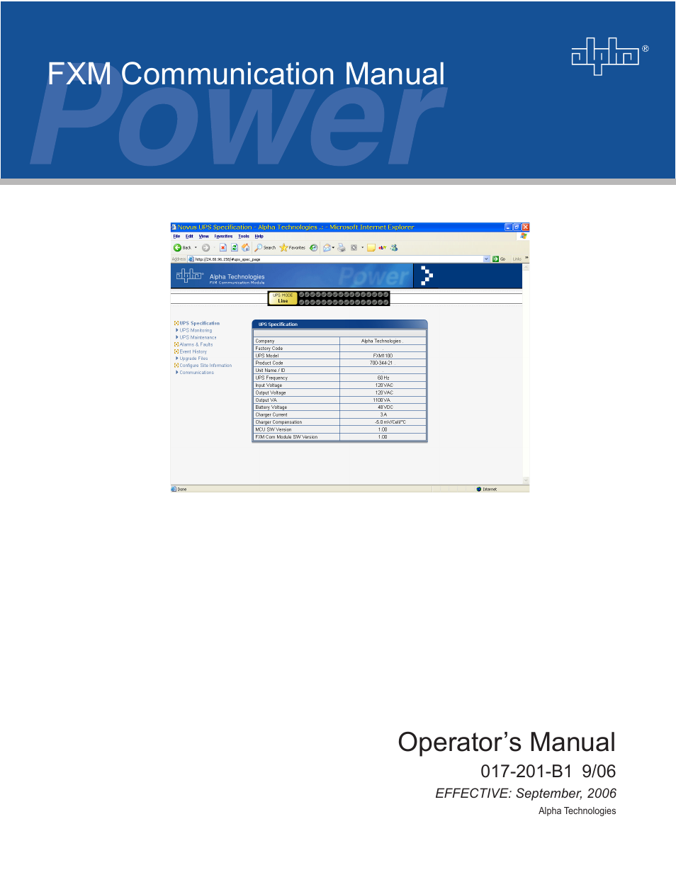 Alpha Technologies FXM Communication User Manual | 16 pages