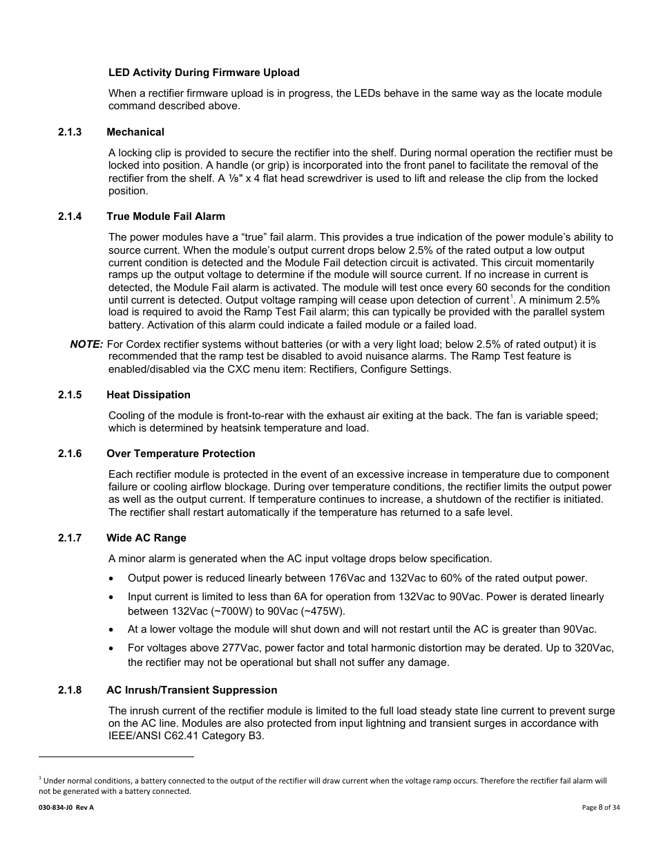Led activity during firmware upload, 3 mechanical, 4 true module fail alarm | 5 heat dissipation, 6 over temperature protection, 7 wide ac range, 8 ac inrush/transient suppression | Alpha Technologies Cordex 48-1.2kW User Manual | Page 14 / 68