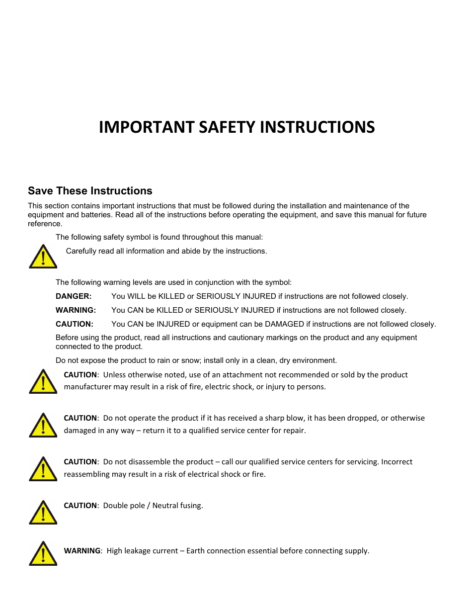Save these instructions, Important safety instructions | Alpha Technologies Cordex 48-1.2kW User Manual | Page 4 / 68