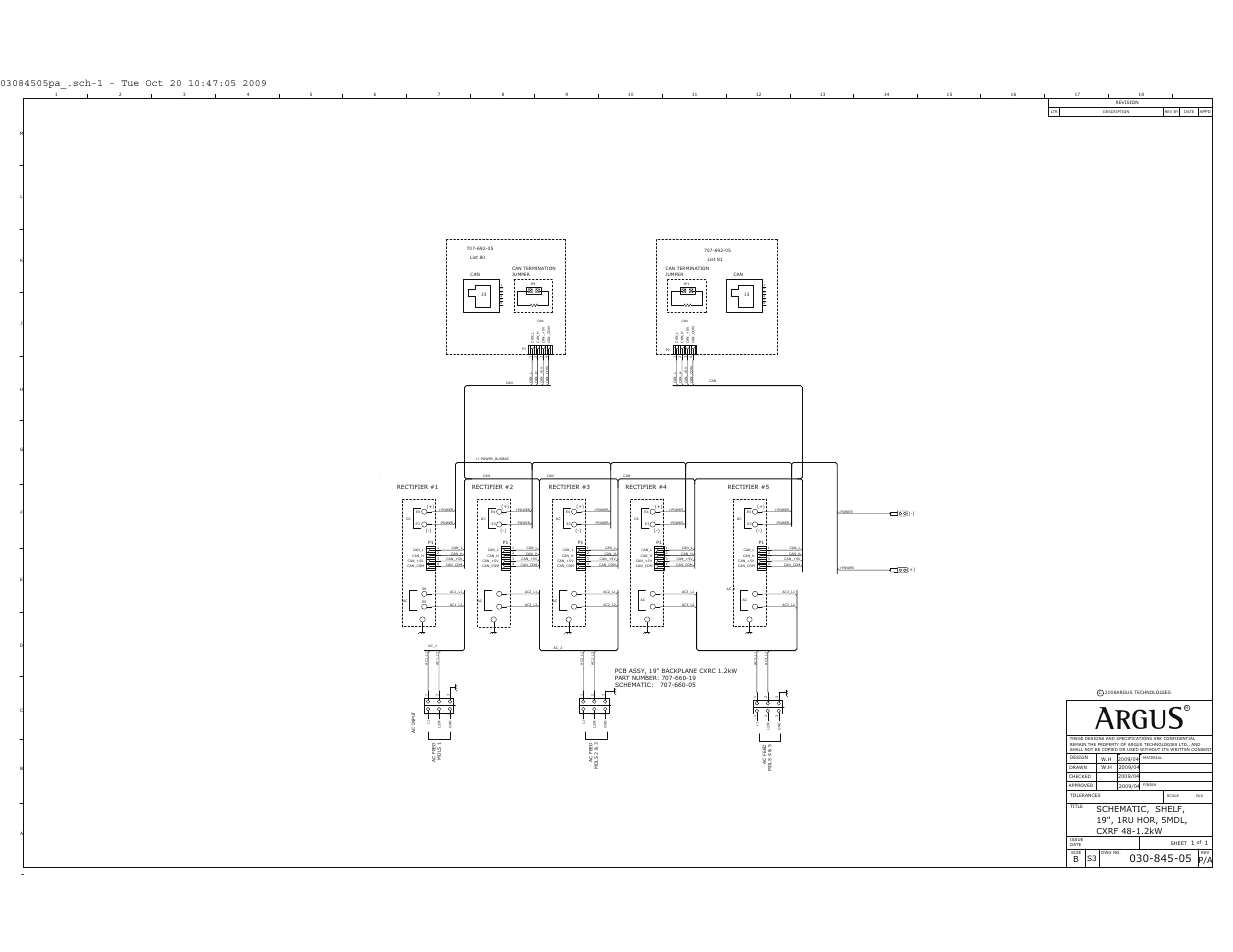 Argus, Schematic, shelf | Alpha Technologies Cordex 48-1.2kW User Manual | Page 61 / 68
