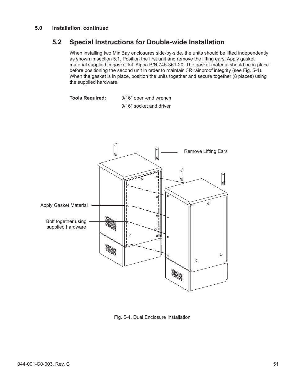 Special instructions for double-wide installation | Alpha Technologies Radium MiniBay User Manual | Page 51 / 57