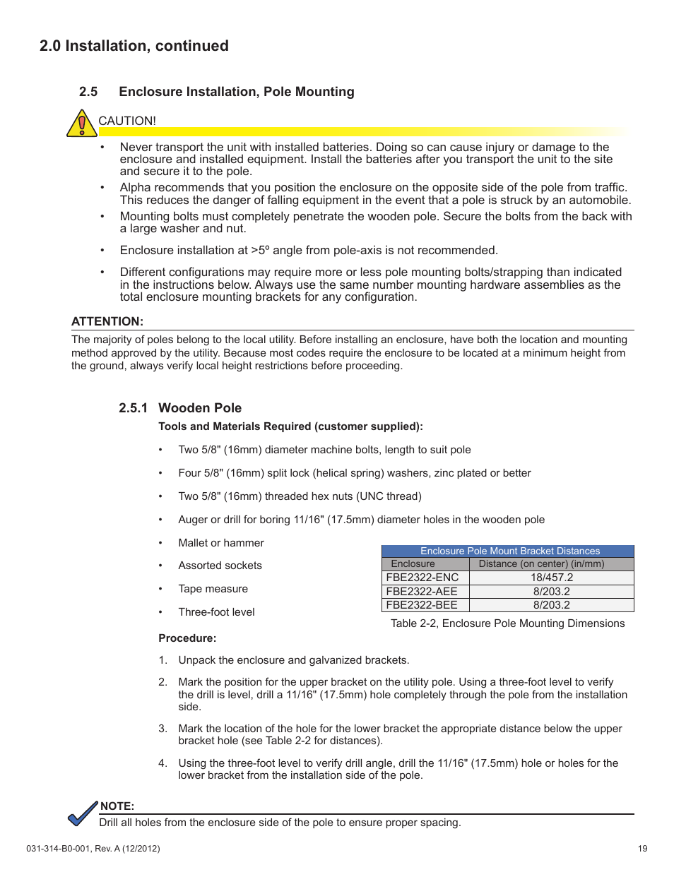 0 installation, continued | Alpha Technologies FBE2322 Enclosure System User Manual | Page 19 / 38