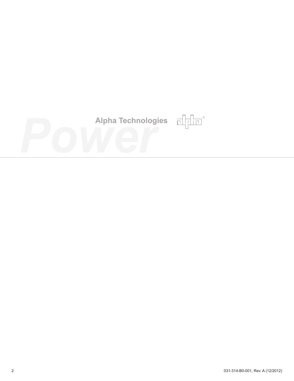 Power | Alpha Technologies FBE2322 Enclosure System User Manual | Page 2 / 38