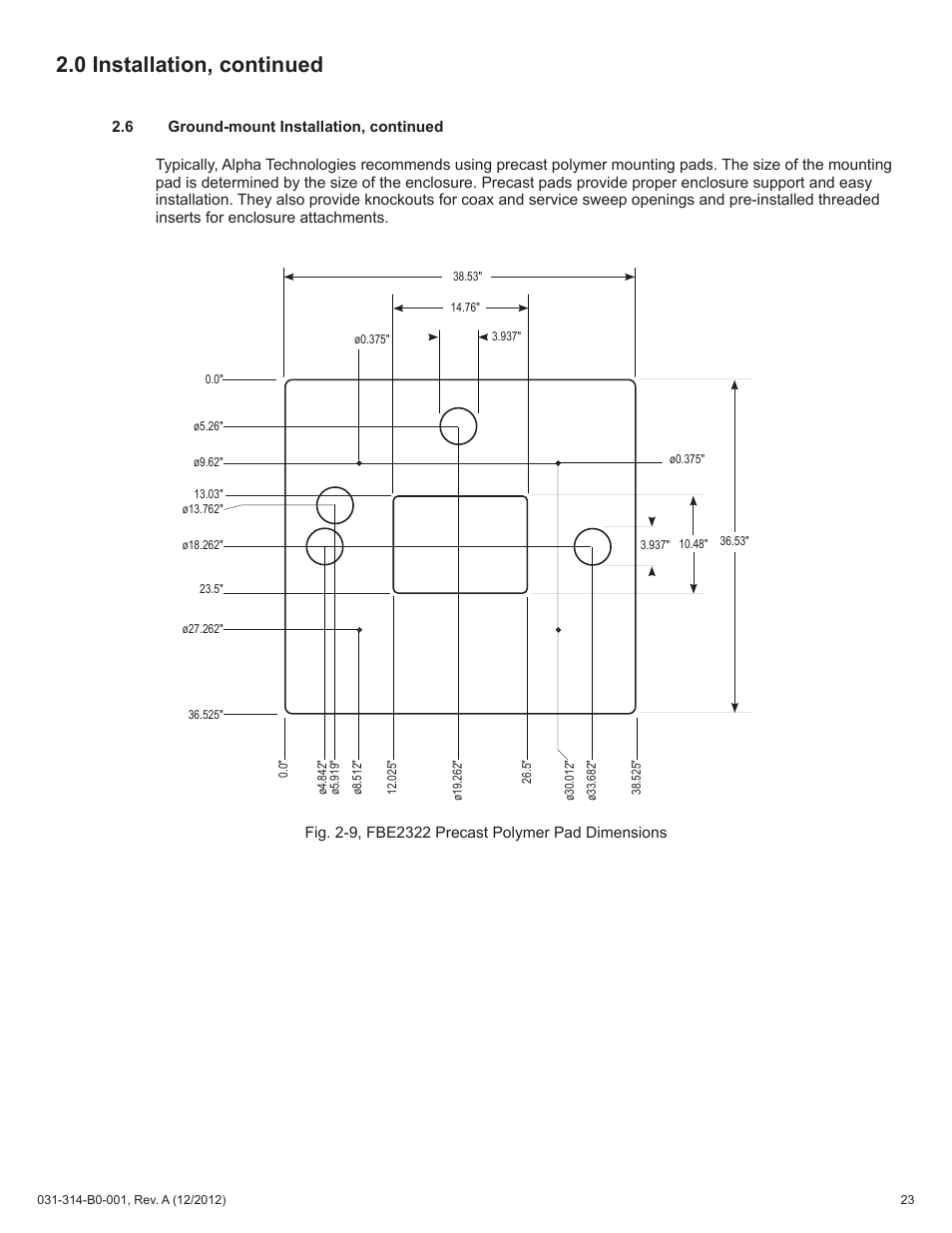 0 installation, continued | Alpha Technologies FBE2322 Enclosure System User Manual | Page 23 / 38