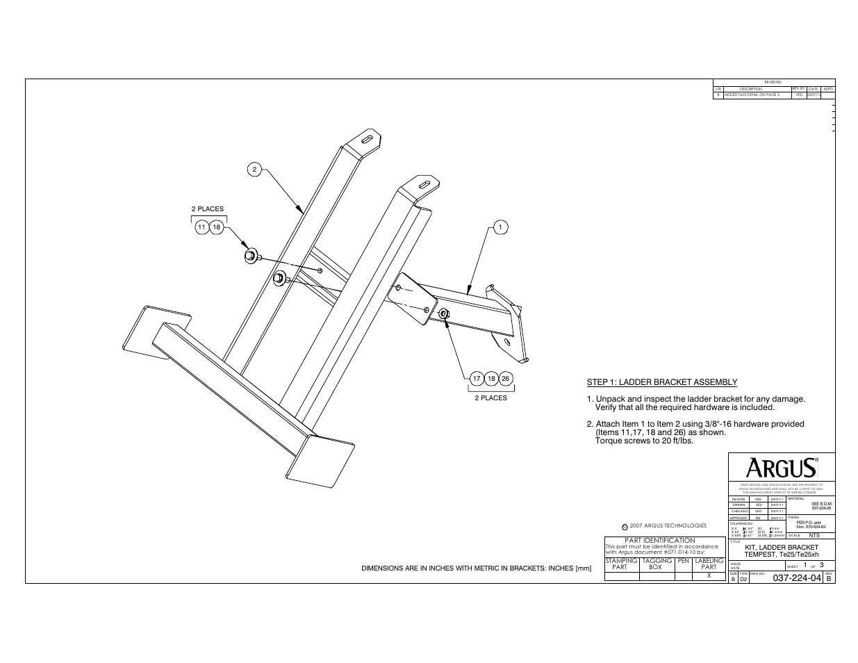 Ladder bracket kit | Alpha Technologies Te25xh User Manual | Page 33 / 38