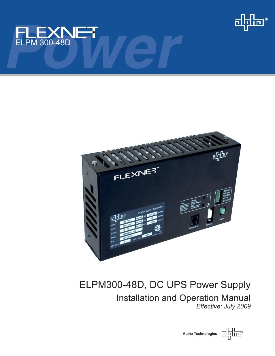 Alpha Technologies FlexNet ELPM 300-48D User Manual | 25 pages