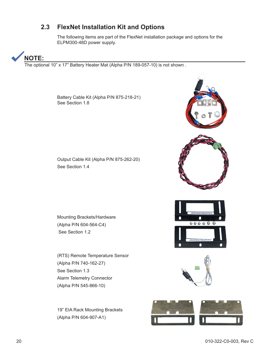 3 flexnet installation kit and options | Alpha Technologies FlexNet ELPM 300-48D User Manual | Page 20 / 25