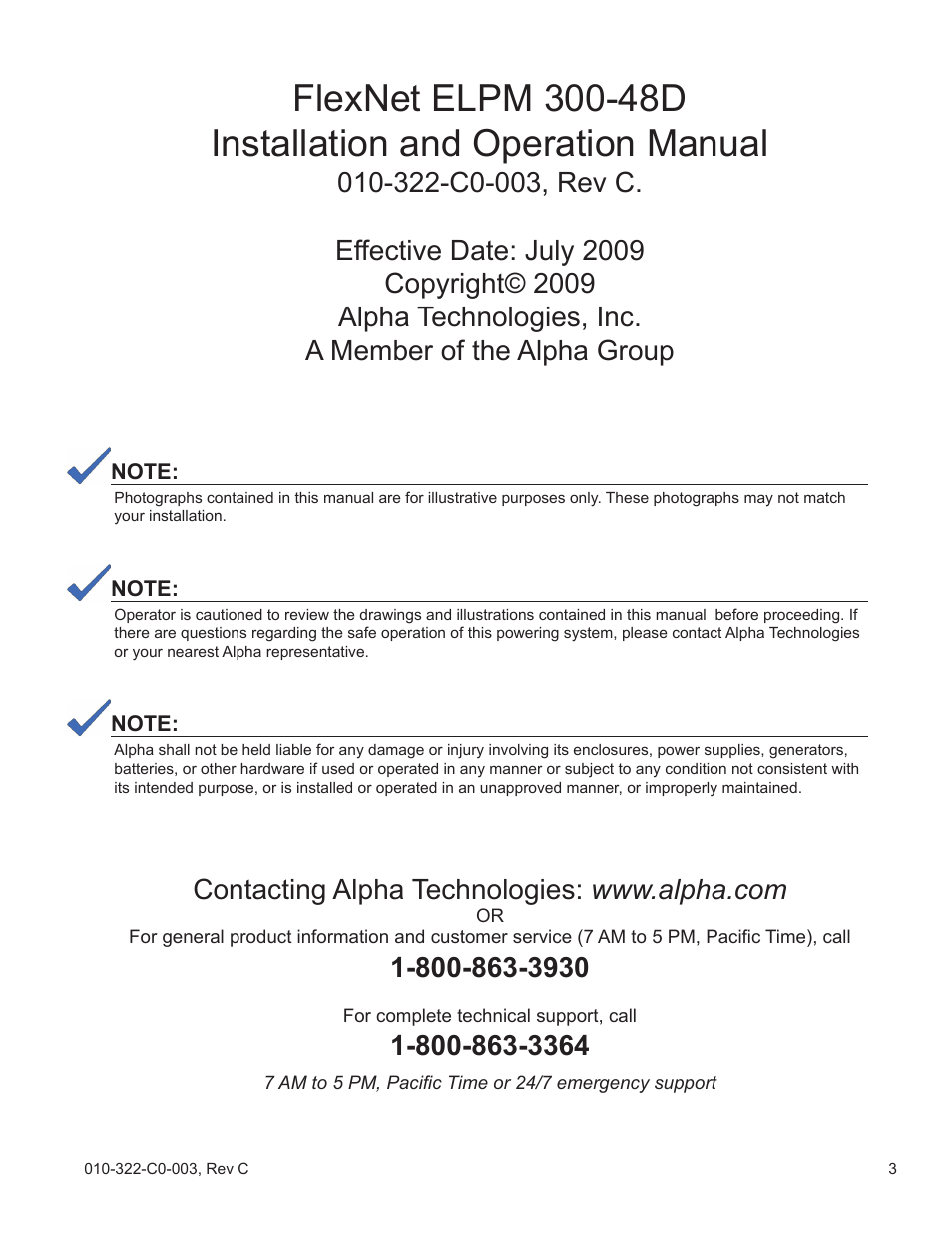 Alpha Technologies FlexNet ELPM 300-48D User Manual | Page 3 / 25