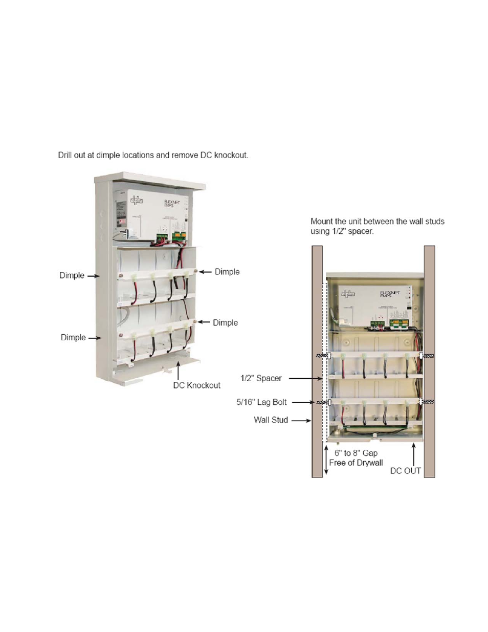 Recessed/stud-mounting the fmps, Grounding connection notes, Figure 6–stud-mounting the fmps | 5 recessed/stud-mounting the fmps | Alpha Technologies FlexNet FMPS User Manual | Page 22 / 40