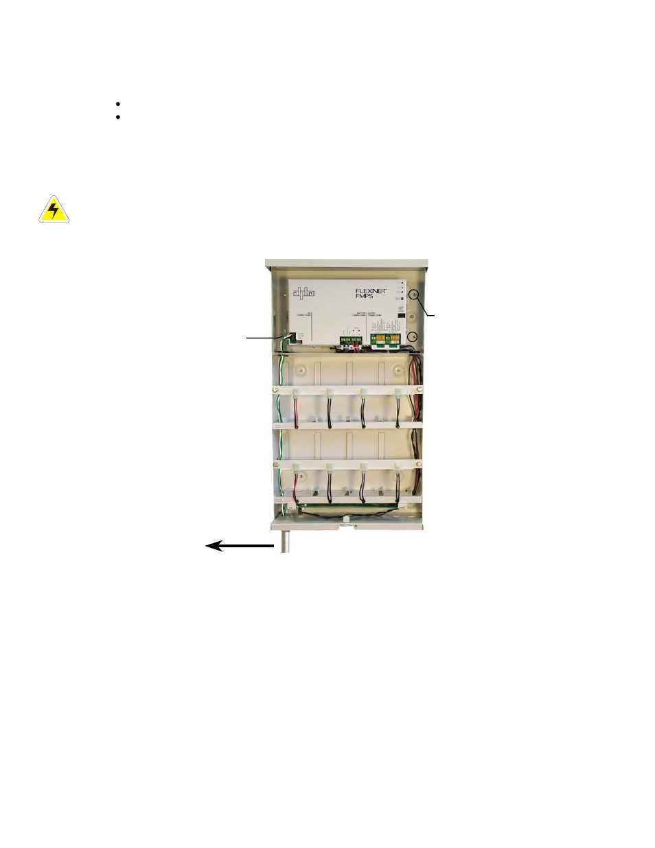 Ac wiring, permanent connection, Figure 8–ac mains connection, 10 ac wiring, permanent connection | Alpha Technologies FlexNet FMPS User Manual | Page 24 / 40