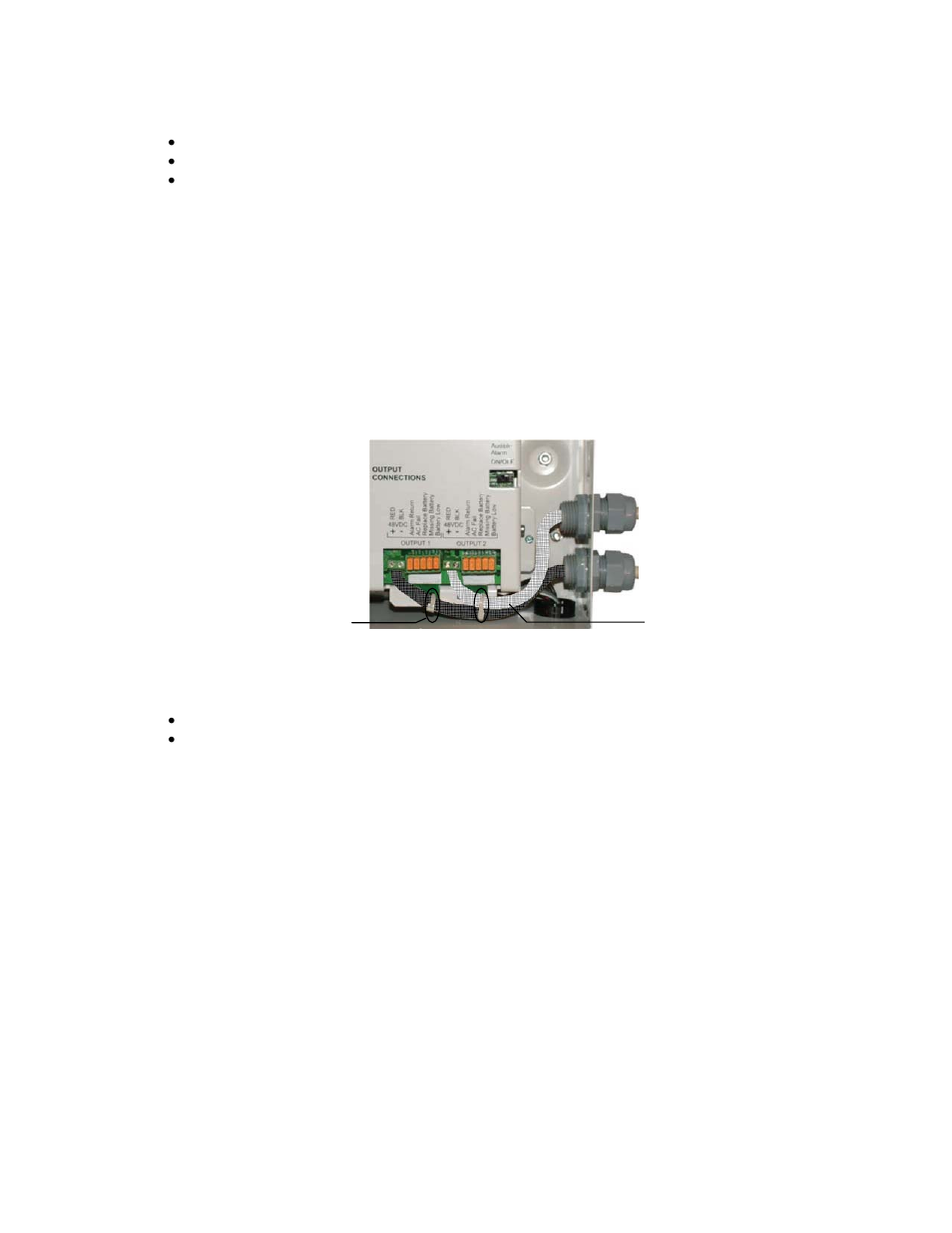 Dc output and alarm wiring, Figure 9–dc output connections | Alpha Technologies FlexNet FMPS User Manual | Page 25 / 40