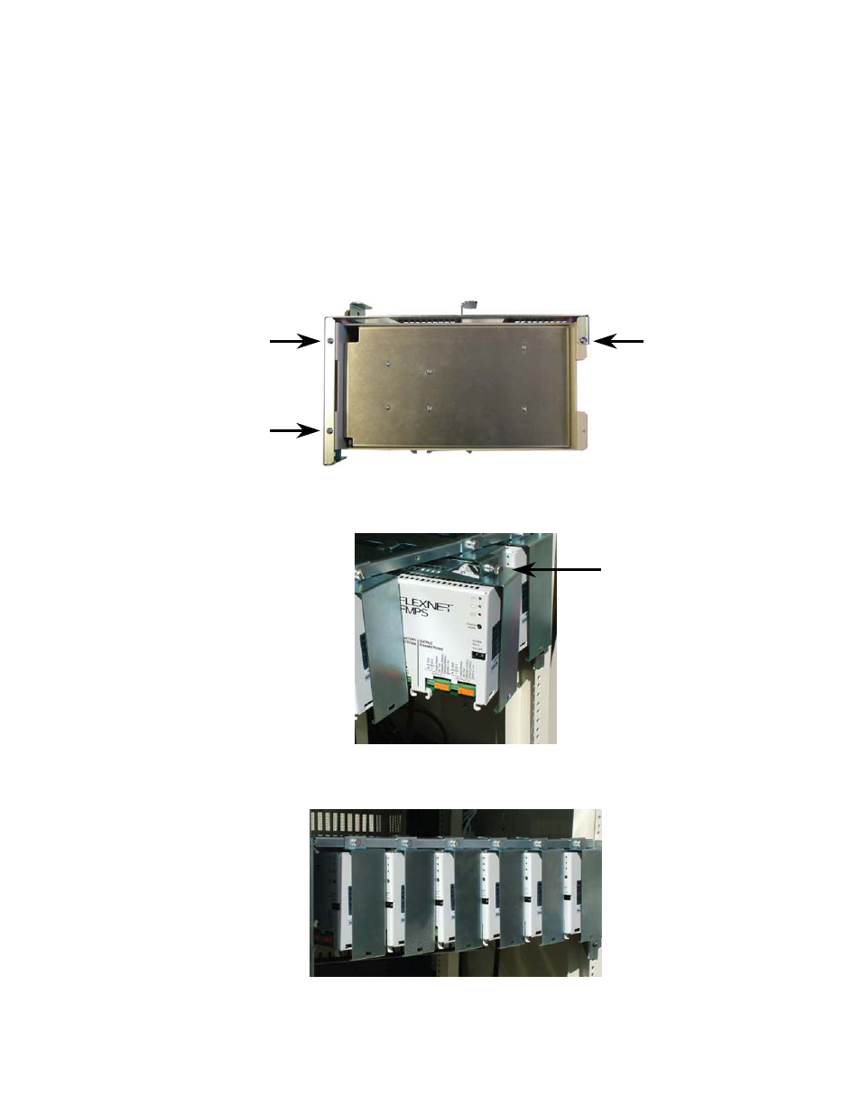 Appendix b, Installation procedure, Ppendix | Figure 16–location of fmps mounting bracket screws, Figure 18–six rack mounted fmps power modules, 10 appendix b | Alpha Technologies FlexNet FMPS User Manual | Page 36 / 40