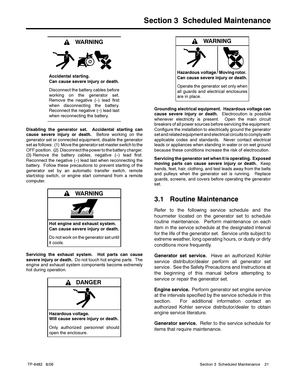 1 routine maintenance | Alpha Technologies AlphaGen 3.5_5.0kW Kohler COM5 User Manual | Page 21 / 80